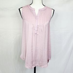 Merona Pintuck Button Placket Pleated Droptail Sleeveless Top